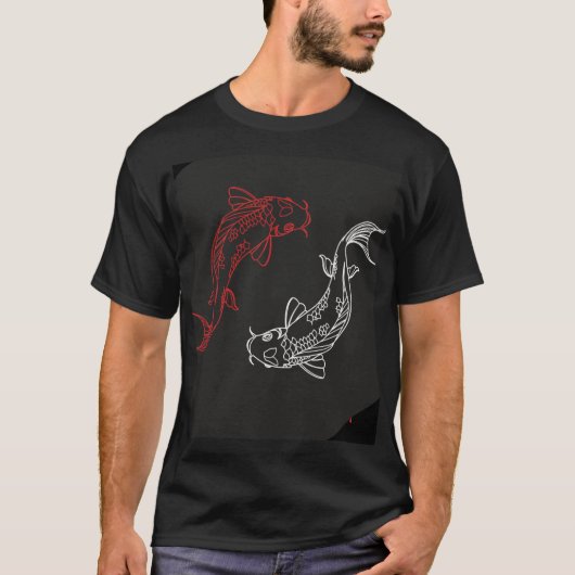 男性用フィッシュデザインTシャツ Tシャツ (正面)