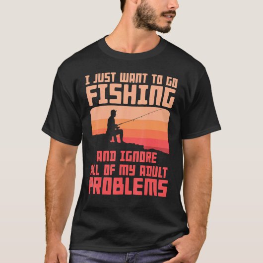 男性用フィッシングウェア 釣りは私の問題を解決してくれる Tシャツ (正面)