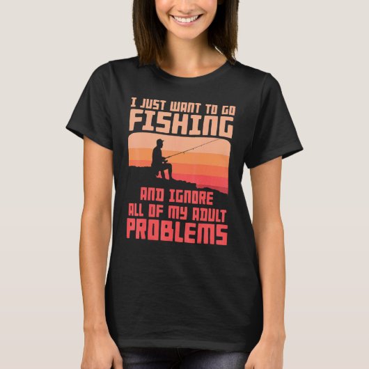 男性用フィッシングウェア 釣りは私の問題を解決してくれる Tシャツ (正面)