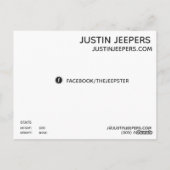 男性用ヘッドショットカードテンプレート ポストカード (裏面)