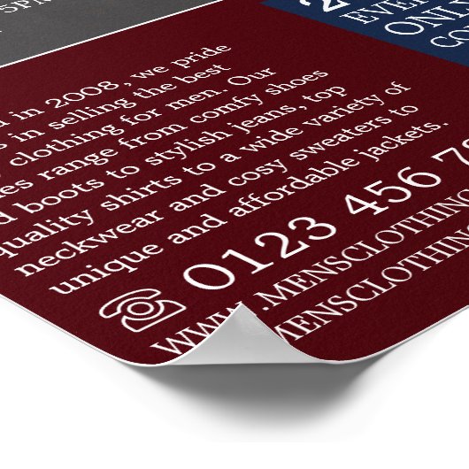 男性用ポーズメンズウェア広告ズ ポスター (角)