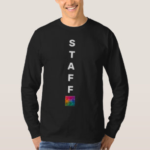 男性用ロングスリーブスタッフ黒Tシャツここにロゴを追加 Tシャツ