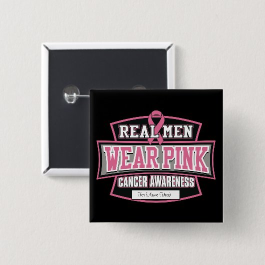 男性用実在衣服ピンク乳がん 缶バッジ (正面&裏面)