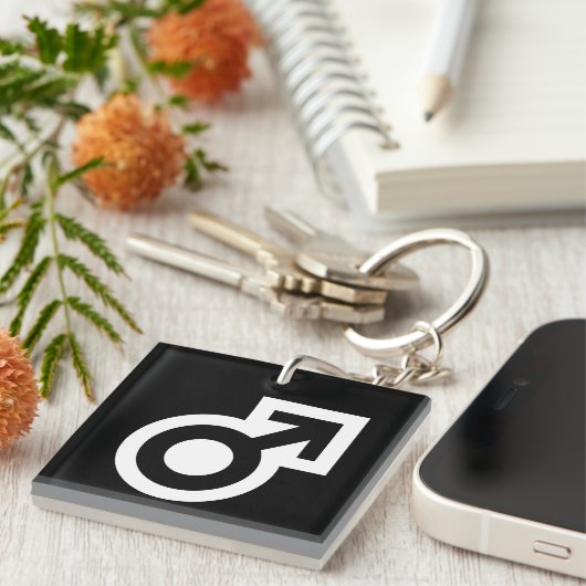 男性用矢印シンボル公共トイレ男性用トイレ キーホルダー (正面右)