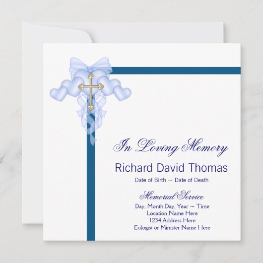 男性用紺喪中はがき 招待状 (正面)