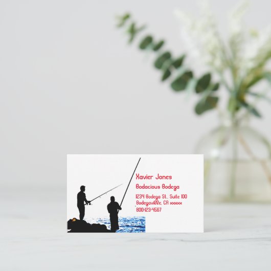 男性用魚釣り名刺2枚 名刺 (スタンド正面)