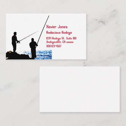 男性用魚釣り名刺2枚 名刺 (正面/裏面)