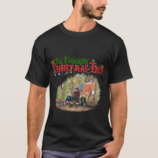男性用 常緑クリスマスツリーTシャツ Tシャツ (正面)