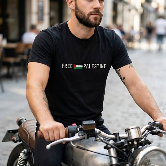 男性用FREE PALESTINE黒Tシャツ Tシャツ