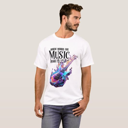 男性用Tシャツ 音楽 エレキギター 創作源 Tシャツ (正面フル)
