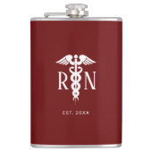 男性登録ナース医療Caduceus Burgundy フラスク (正面)