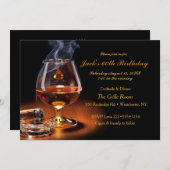 男性的なシガーカッター＆ブランデー コニャック スニフター モノグラム 招待状 (正面/裏面)