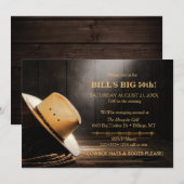 男性的 ラスティック カウボーイ ハット ロープ ウッド ウェスタン 招待状 (正面/裏面)