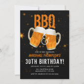 男性的BBQとビールの誕生日パーティー 招待状 (正面)