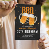 男性的BBQとビールの誕生日パーティー 招待状