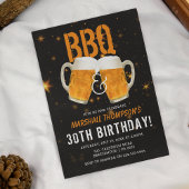 男性的BBQとビールの誕生日パーティー 招待状