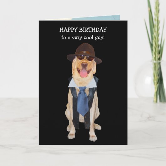 男性相対おもしろい犬誕生日カード カード (正面)