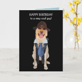 男性相対おもしろい犬誕生日カード カード (黄色い花)
