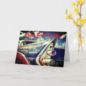 男性相対、誕生日。ヴィンテージ車。 カード (黄色い花)