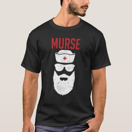 男性看護師のひげのライフぬいぐるみ 看護卒業 Tシャツ (正面)