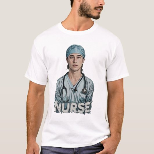 男性看護師感謝のヒーローアートギフト Tシャツ (正面)