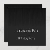 男性第16回誕生パーティーブラック&グレーグランジ 招待状 (正面/裏面)