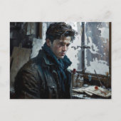 男性詩人の美しいポートレートの冬のはっきりした芸術 ポストカード (正面)