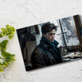 男性詩人の美しいポートレートの冬のはっきりした芸術 ポストカード