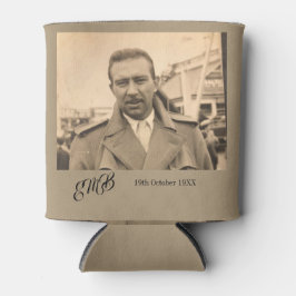 男性誕生日エレガントモノグラム写真 缶クーラー