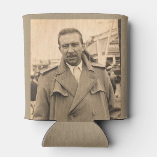 男性誕生日エレガントモノグラム写真 缶クーラー (裏面)