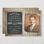 男性誕生日招待Chalkboard大人素朴 招待状 (正面/裏面)