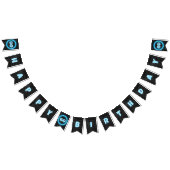 男性誕生日 – 任意の年齢 – カスタムDIYブラック&ブルー バンティングフラッグ (全)