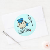 男性電気技師ステッカー ラウンドシール (封筒)