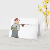 男性魚釣りグリーティングカード カード (黄色い花)