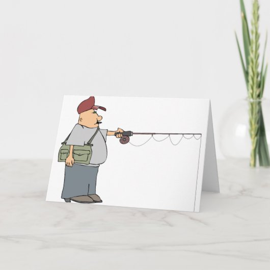 男性魚釣りグリーティングカード カード (正面)