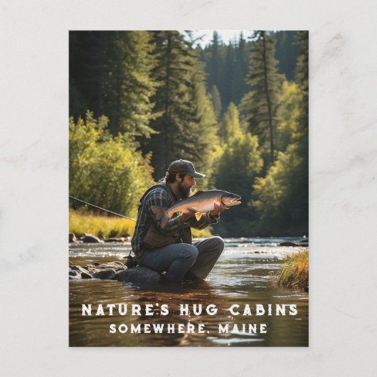 *~*男性魚釣りストリーム自然AP49サーモン ポストカード (正面)