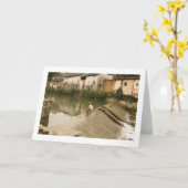 男性魚釣り折り空白の返しグリーティングカード カード (黄色い花)