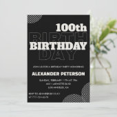 男性100歳の誕生日パーティーの招待状 黒 招待状 (スタンド正面)