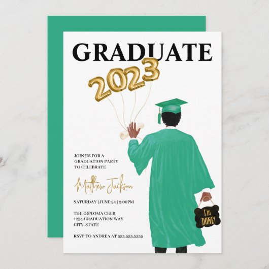 男性2023卒業パーティー招待状 招待状 (正面/裏面)