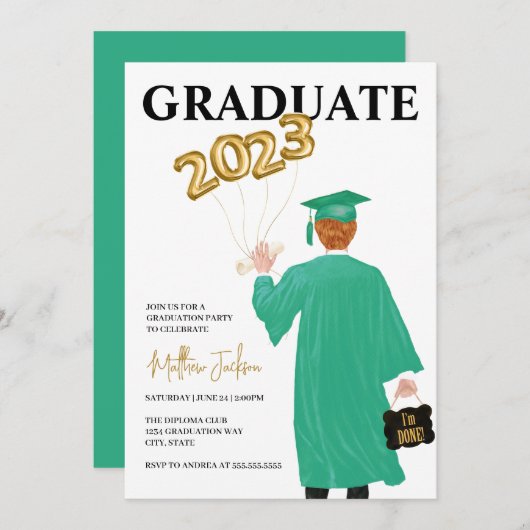 男性2023卒業パーティー招待状 招待状 (正面/裏面)