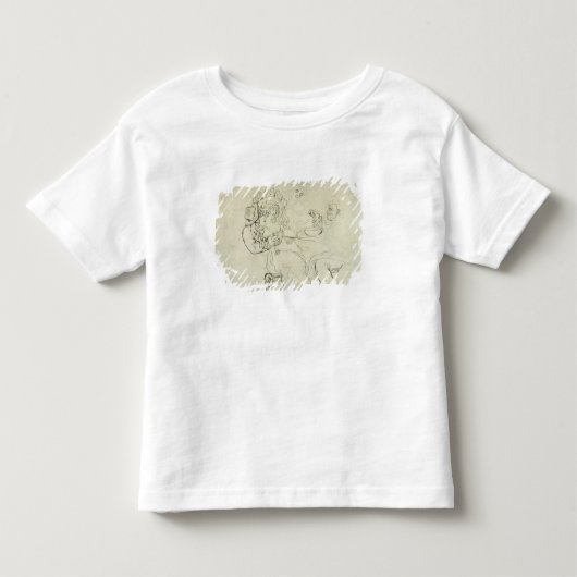 男性3人と女性1人が飲む(ペン&インクとw/c トドラーTシャツ (正面)