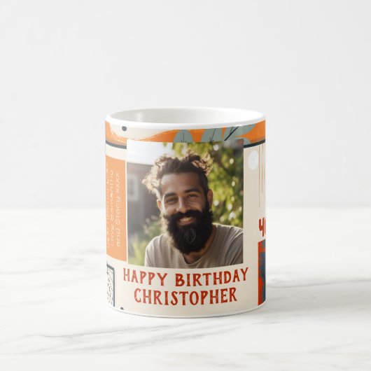 男性40歳の誕生日マンカラーモダンフォトマグカップ003 コーヒーマグカップ (中央)