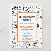 男性53歳の誕生日招待状グラフィティ絵を描パーティー 招待状 (正面)