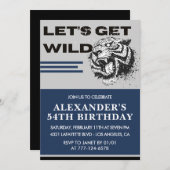 男性54歳の誕生日招待状タイガー野生を取得しよう 招待状 (正面/裏面)