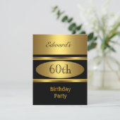 男性60歳の誕生日パーティー ゴールド ブラック 招待状 (スタンド正面)
