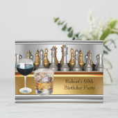 男性60歳誕生日パーティーチェスセット メタル スコッチ 招待状 (スタンド正面)