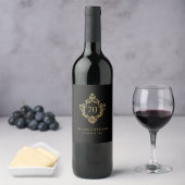 男性70番目の誕生日エレガントヴィンテージブラック金ゴールドクレスト ワインラベル