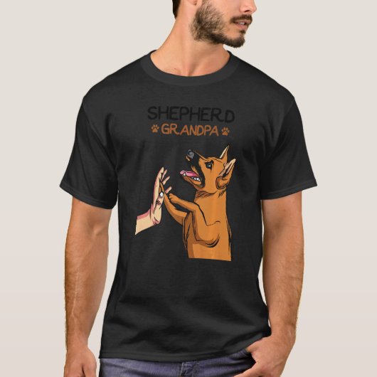 男性 ジャーマンシェパード おじいちゃん Tシャツ (正面)