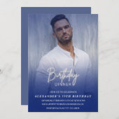 男性 ディナー フォト ネイビーブルー 59歳の誕生日 招待状 (正面/裏面)