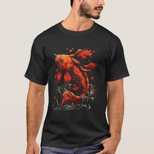 男性・女性用コイの魚のハロウィングラフィックTシャツ Tシャツ (正面)